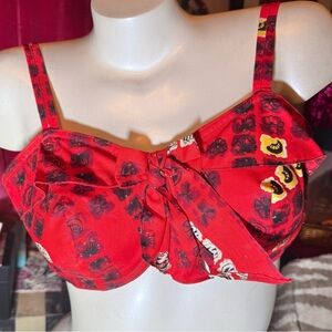 Vintage Bra Top with Petal Bust, 100% Cotton, Underwire, Retro, Tiki, Pinup, 34D
